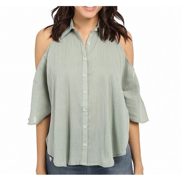 MARA HOFFMAN M NWT Sage Green Open Cold Shoulder Top NWT - Picture 4 of 7